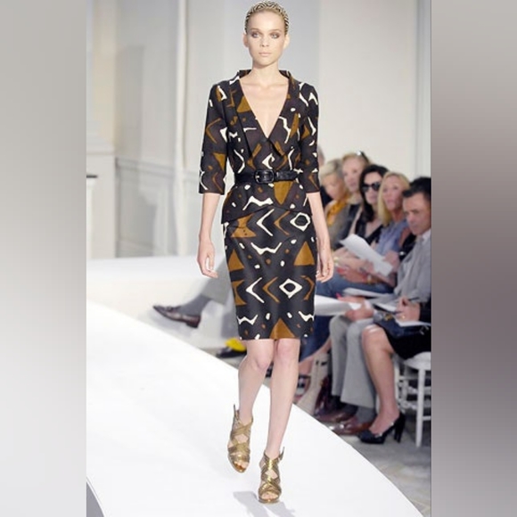 $4,300 OSCAR DE LA RENTA STUNNING ART PRINT RUNWAY SKIRT SUIT US 6 M - Picture 9 of 10